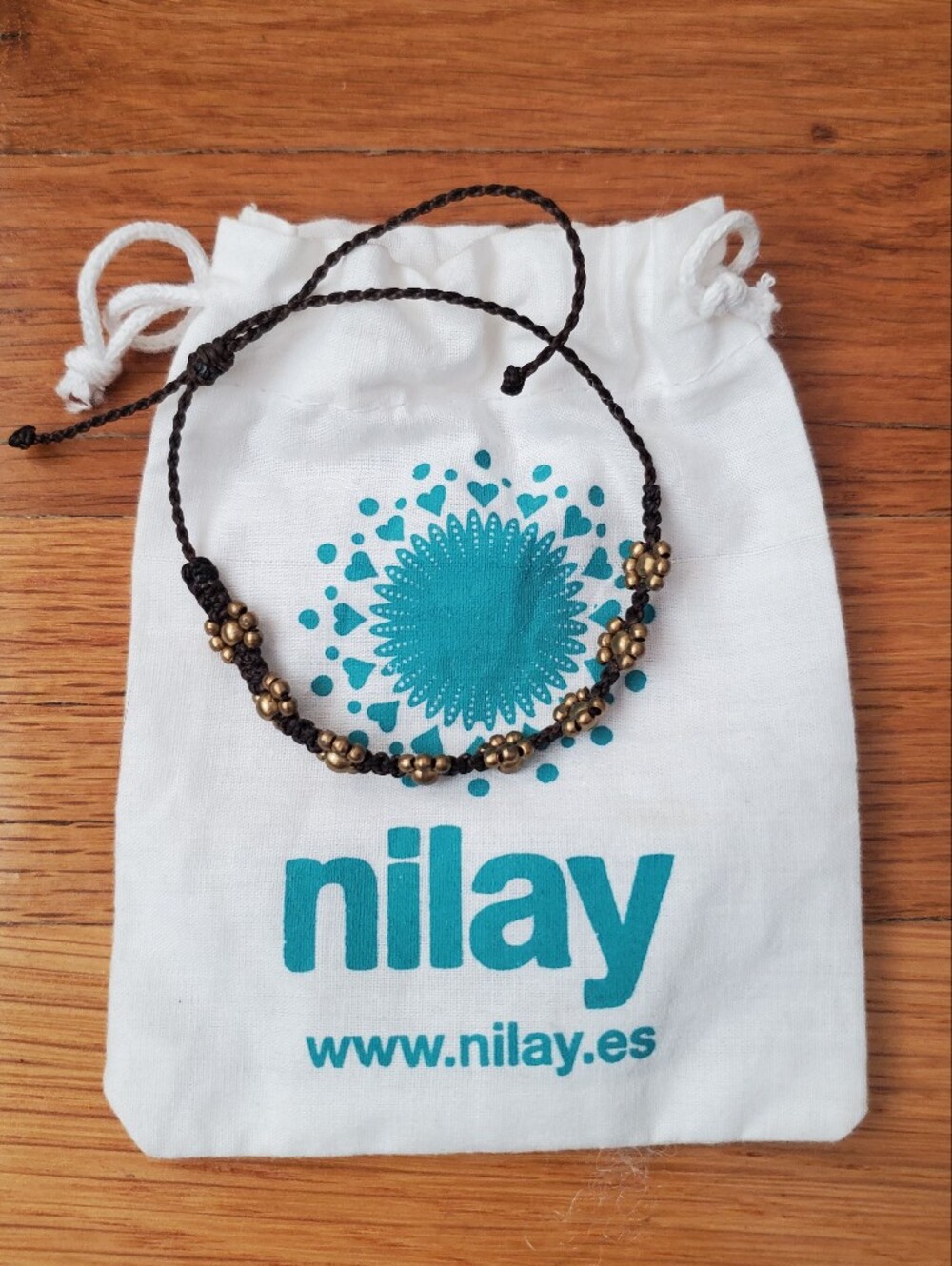 Nilay Bronze Beaded Braided Bracelet - Brown